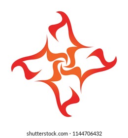 Tribal flame decoration. Simple fire tattoo. Burn decoration.