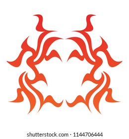 Tribal flame decoration. Simple fire tattoo. Burn decoration.