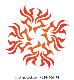 Tribal flame decoration. Simple fire tattoo. Burn decoration.