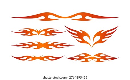 tribal flame graphics and fire elements for automotive Hot Rod customization  design
