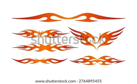 tribal flame graphics and fire elements for automotive Hot Rod customization  design