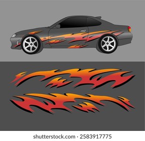 Tribal flame livery design for JDM cars, orange livery design for racing cars