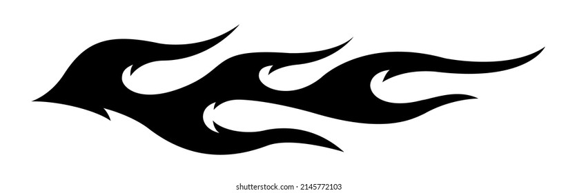 Tribal flame silhouette vector art motorcycle sticker and car decal graphic, airbrush or tattoo stencil