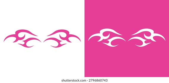 Tribal Flame Stripe Vector, Abstract Fire Swirl Ornament, Symmetrical Tattoo Style Graphic for Branding and Decorative Design