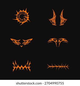 Tribal Flame Symbols Vector Set
