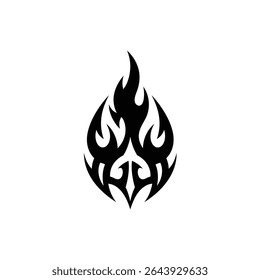 Tribal flame tattoo design black ink art.