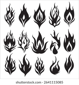 Tribal Flame Tattoo Vector Design Set