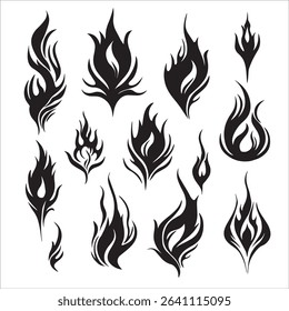 Tribal Flame Tattoo Vector Design Set