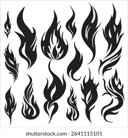 Tribal Flame Tattoo Vector Design Set