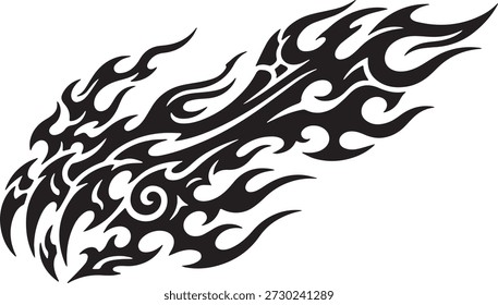 Tribal flame vinyl graphics vector for motorcycle gas tank stickers, car side body decals, and plotter cutting for custom vehicle wraps