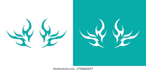 Tribal Flame Wings Vector, Abstract Fire Wing Logo, Symmetrical Flame Emblem for Esports, Gaming and Modern Branding