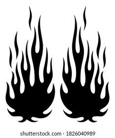 Tribal flames silhouette vector art isolated on white background. Can be used for hotrod and muscle car painting and decoration.