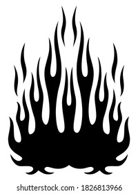 Tribal Flames Silhouette Vector Art Isolated On White Background. Can Be Used For Hotrod And Muscle Car Painting And Decoration