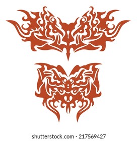 Tribal flaming butterflies formed by the eagle head