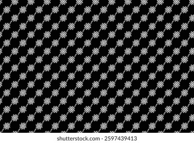 Tribal floral white  pattern with black background , ethnic design. Suitable for textile, wallpaper, graphic design. Unique tribal style