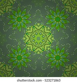 Tribal flower, green abstract background, vector illustration