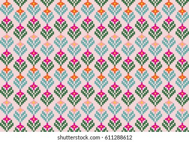 Tribal flower seamless pattern, ethnic style vector illustration