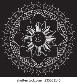 Tribal folk aztec geometric pattern in circle
