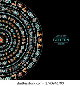 Tribal folk mandala design. Ornament of South America. Festive traditional paper banner with decorative ornament.