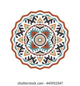 Tribal / Folk round ornament elements. Boho style fashion background with indians decor. Vector illustration.