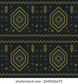 Tribal Folk Seamless Pattern – suitable for fashion design, decoration, fabric, wallpaper and printing on dark background