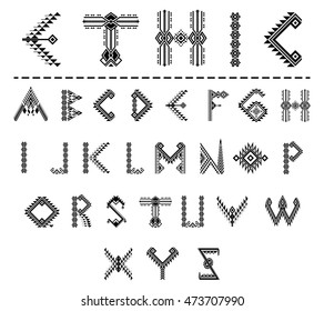 Tribal Font Ethnic Vector Alphabet Design