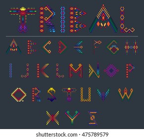 Tribal Font Ethnic Vector Alphabet Design