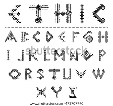 Tribal Font Ethnic Vector Alphabet Design Vector de stock (libre de ...