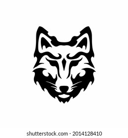 Tribal Fox Head Logo. Tattoo Design. Stencil Vector Illustration