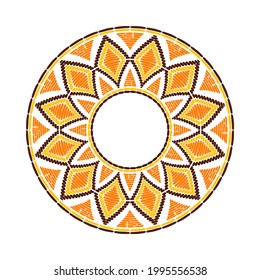 Tribal frame circle border. African ethic texture. Flower print for logo, label, coffee tags.