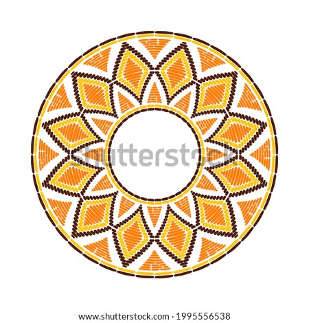 Tribal frame circle border. African ethic texture. Flower print for logo, label, coffee tags.