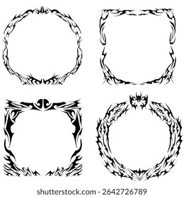 Tribal frame design with bold and dynamic lines—perfect for tattoos, posters, or graphic projects.