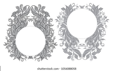 Tribal frame with floral ornament