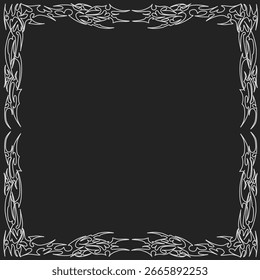 Tribal frame with intricate gothic lines, perfect for dark art, tattoo designs, and decorative borders