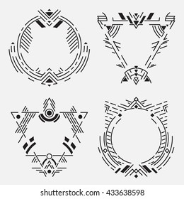 Tribal Frame Set.Vector Linear Elements