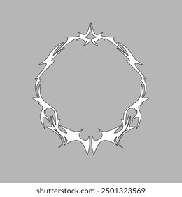 tribal frame shapes with a stiff touch. Symmetrical Tribal Pattern Cyber ​​Gothic Elements in Abstract Print for t-shirt, hoodie and sweatshirt or card, poster
