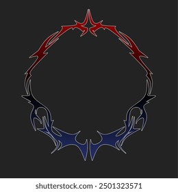 tribal frame shapes with a stiff touch. Symmetrical Tribal Pattern Cyber ​​Gothic Elements in Abstract Print for t-shirt, hoodie and sweatshirt or card, poster