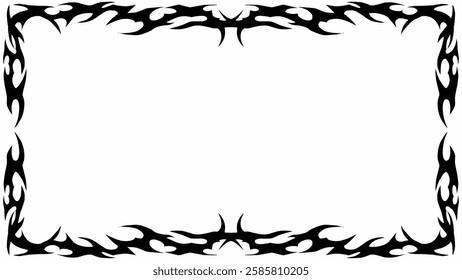 tribal frame with symmetrical abstract shapes, gothic decorative vector design