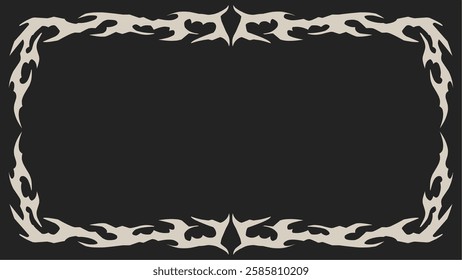 tribal frame with symmetrical abstract shapes, gothic decorative vector design