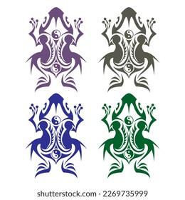 Ilustración del vector del logotipo de la rana tribal. Diseño de tatuajes
