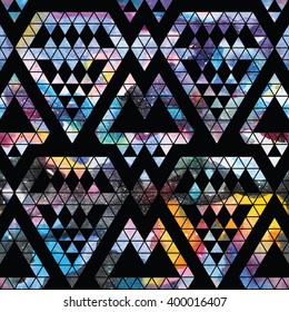 Tribal galaxy seamless pattern. Vector trendy illustration.