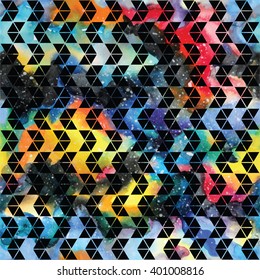 Tribal galaxy seamless pattern. Vector trendy illustration.