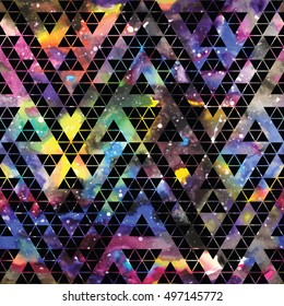 Tribal galaxy seamless pattern. Vector trendy illustration.