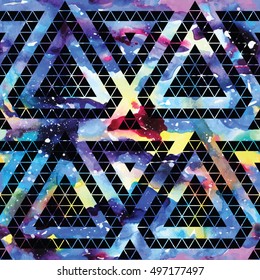 Tribal galaxy seamless pattern. Vector trendy illustration.