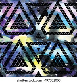 Tribal galaxy seamless pattern. Vector trendy illustration.