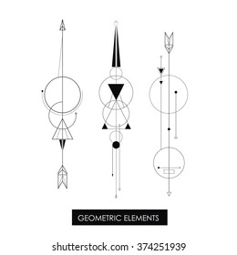 Tribal geometric elements. Tribal minimalism. Perfect for geometric tattoo.