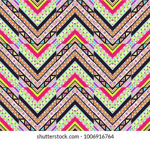 Tribal geometric ethnic vector texture. Seamless striped  pattern in Aztec style.  Folklore ornament. Figure tribal  embroidery. Indian, Scandinavian, Slavic, Mexican, folk pattern. 