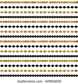 Tribal geometric gold pattern. Aztec and Navajo gold ornament. Tribal gold tattoo. Aztec flash tattoo. Vector ink illustration