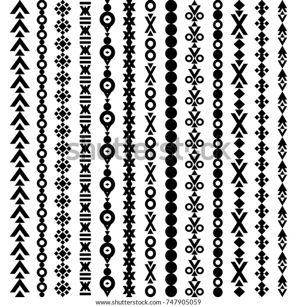 Tribal geometric\
pattern. Aztec and Navajo ornament. Tribal tattoo. Aztec flash\
tattoo. Vector ink\
illustration