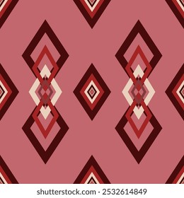 Tribal Geometric Pattern with Diamond Shapes in Earth Tones
